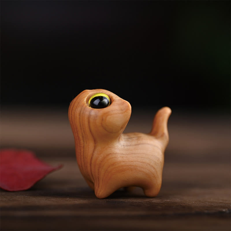 Buddha Stones Green Sandalwood Ebony Wood Sandalwood Small Leaf Red Sandalwood Mini Lucky Cat Peace Decoration - Thuja Sutchuenensis Yellow Eyes 3*3*2.0cm - image 16