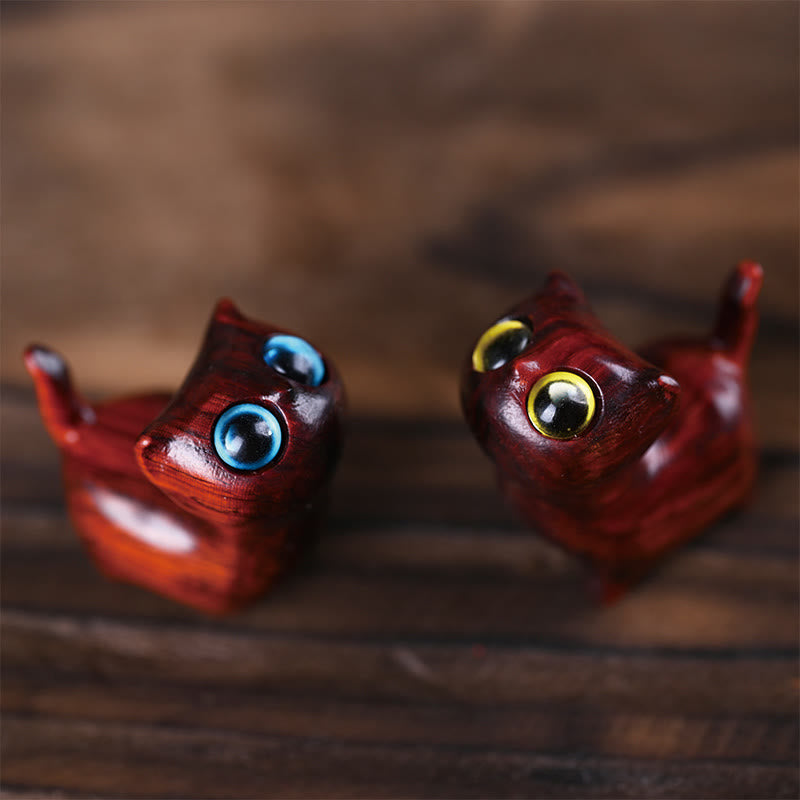 Buddha Stones Green Sandalwood Ebony Wood Sandalwood Small Leaf Red Sandalwood Mini Lucky Cat Peace Decoration - image 37
