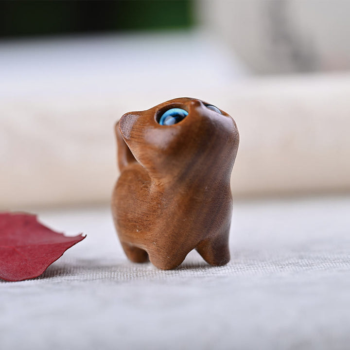 Buddha Stones Green Sandalwood Ebony Wood Sandalwood Small Leaf Red Sandalwood Mini Lucky Cat Peace Decoration - image 29