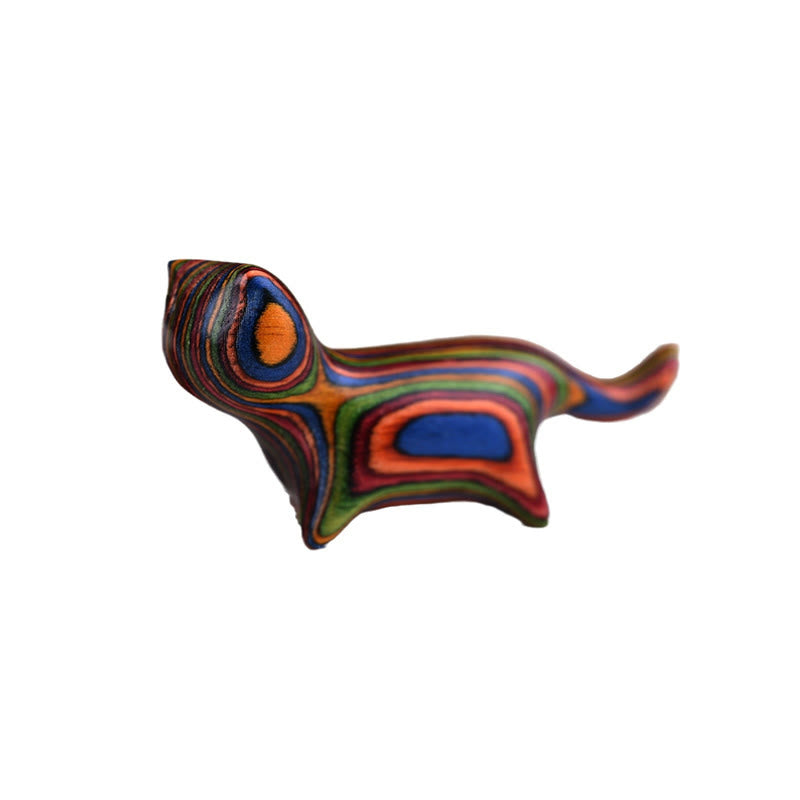 Buddha Stones Green Sandalwood Small Leaf Red Sandalwood Ebony Wood Rainbow Wood Lucky Mini Walking Cat Positive Decoration - image 17