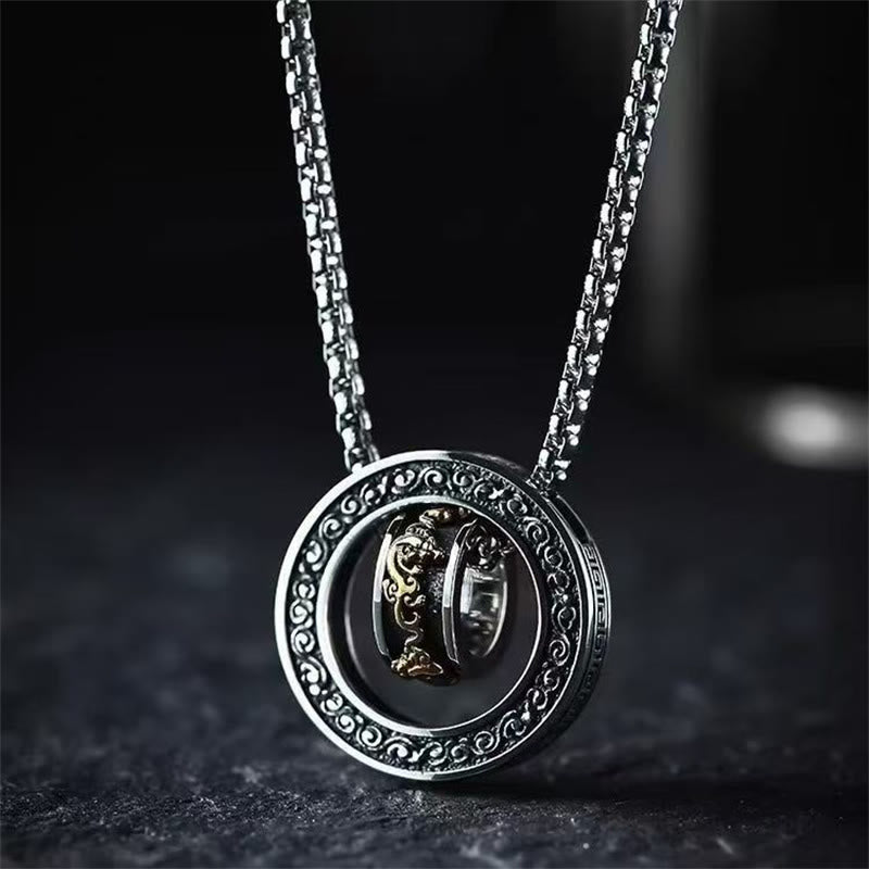 Buddha Stones Double Ring PiXiu Peace Buckle Wealth Rotatable Necklace Pendant - PiXiu - image 0