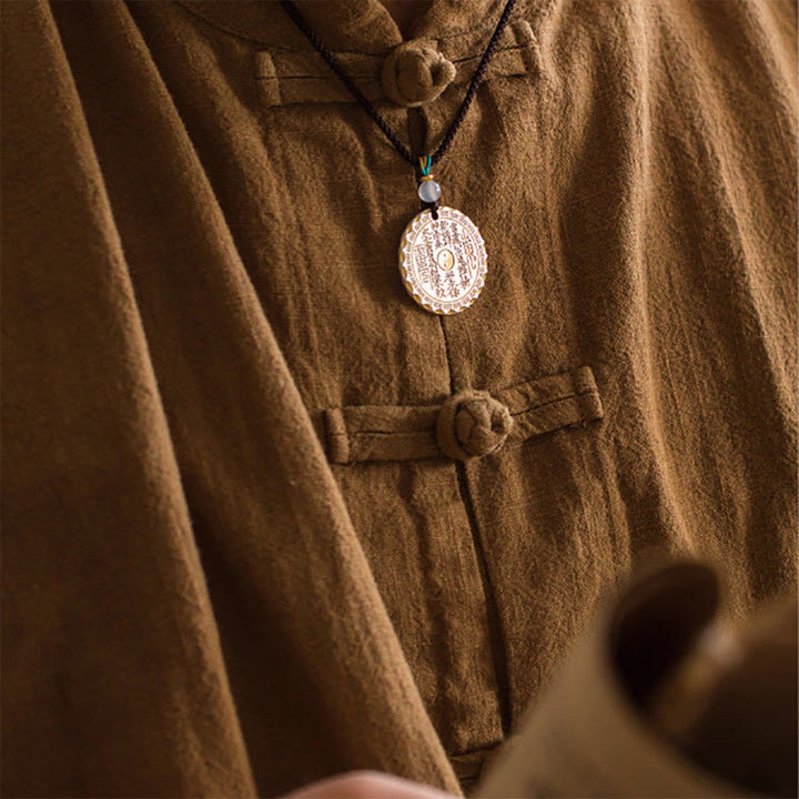 Buddha Stones Mountain Ghosts Spend Money Yin Yang Bagua Design Copper Harmony Necklace Pendant - image 10