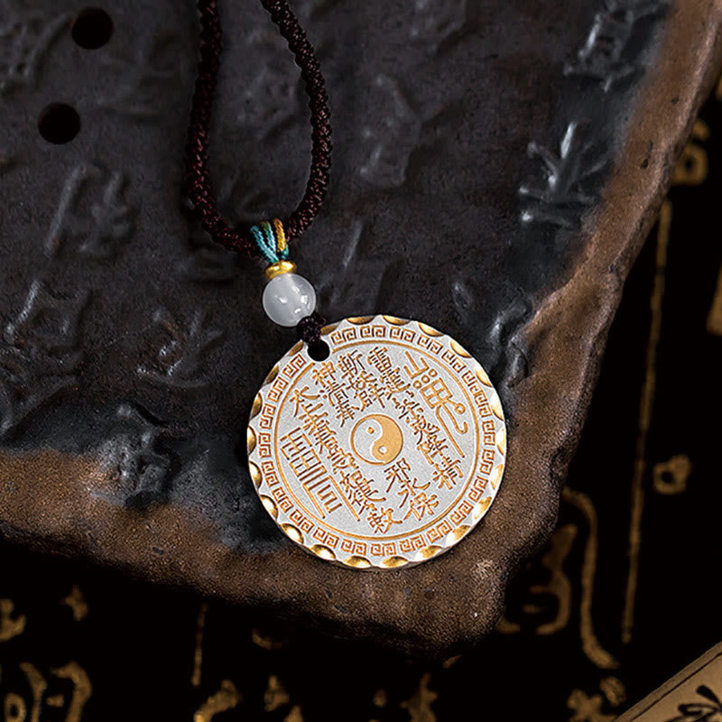 Buddha Stones Mountain Ghosts Spend Money Yin Yang Bagua Design Copper Harmony Necklace Pendant - image 1