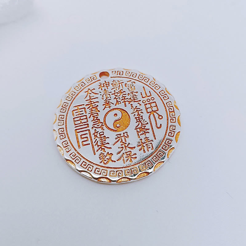 Buddha Stones Mountain Ghosts Spend Money Yin Yang Bagua Design Copper Harmony Necklace Pendant - image 12