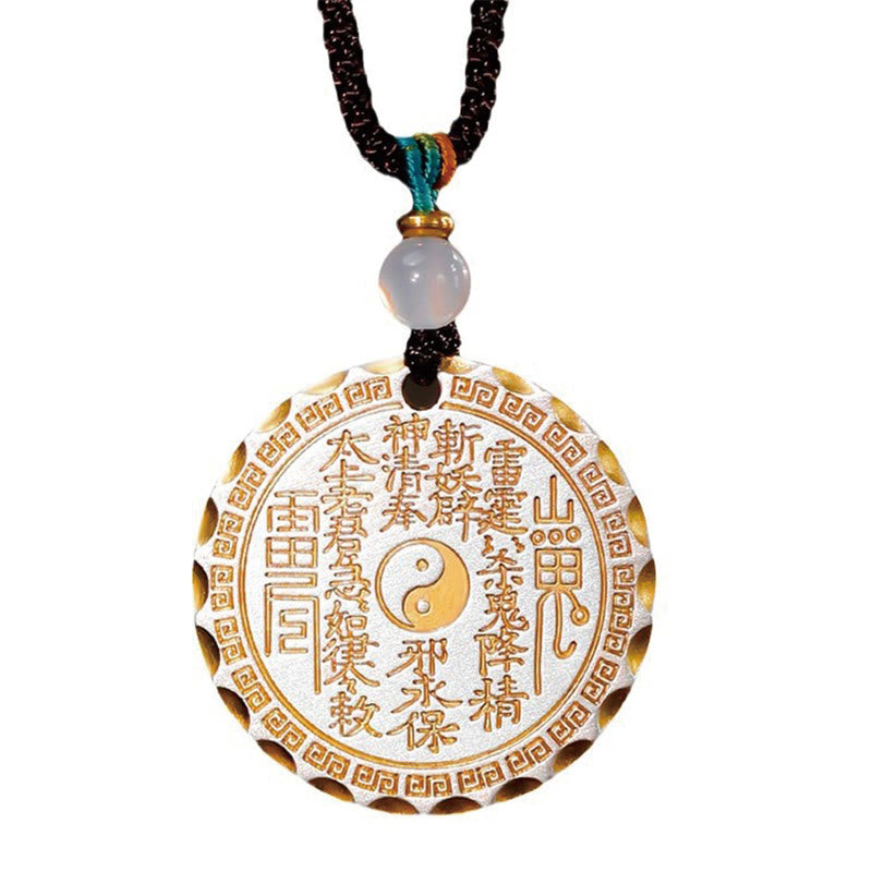 Buddha Stones Mountain Ghosts Spend Money Yin Yang Bagua Design Copper Harmony Necklace Pendant - image 13