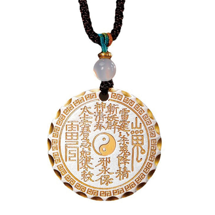 Buddha Stones Mountain Ghosts Spend Money Yin Yang Bagua Design Copper Harmony Necklace Pendant - image 13