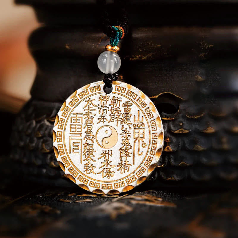 Buddha Stones Mountain Ghosts Spend Money Yin Yang Bagua Design Copper Harmony Necklace Pendant - Mountain Ghosts Spend Money - image 0