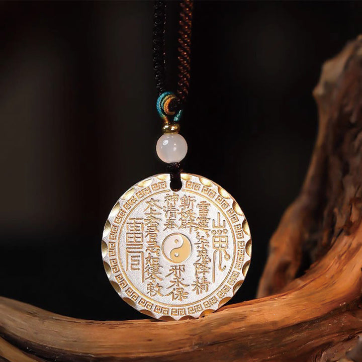 Buddha Stones Mountain Ghosts Spend Money Yin Yang Bagua Design Copper Harmony Necklace Pendant - image 2