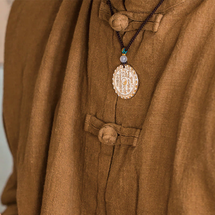 Buddha Stones Mountain Ghosts Spend Money Yin Yang Bagua Design Copper Harmony Necklace Pendant - image 11