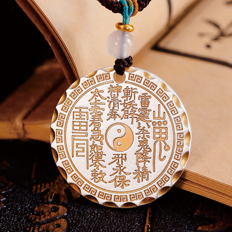 Buddha Stones Mountain Ghosts Spend Money Yin Yang Bagua Design Copper Harmony Necklace Pendant - image 8