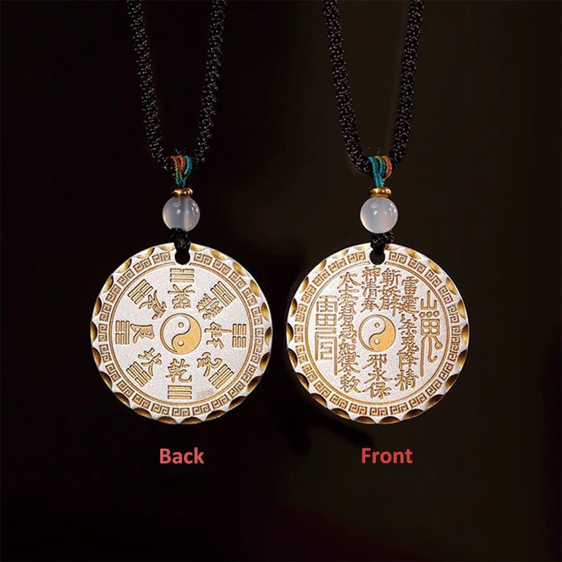 Buddha Stones Mountain Ghosts Spend Money Yin Yang Bagua Design Copper Harmony Necklace Pendant - image 7