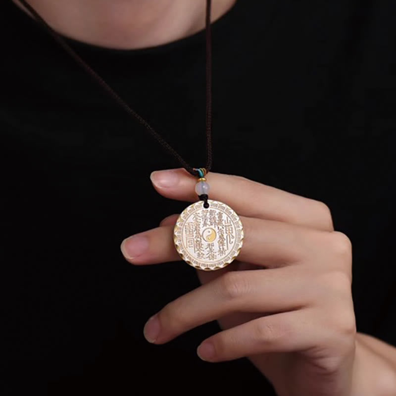 Buddha Stones Mountain Ghosts Spend Money Yin Yang Bagua Design Copper Harmony Necklace Pendant - image 4