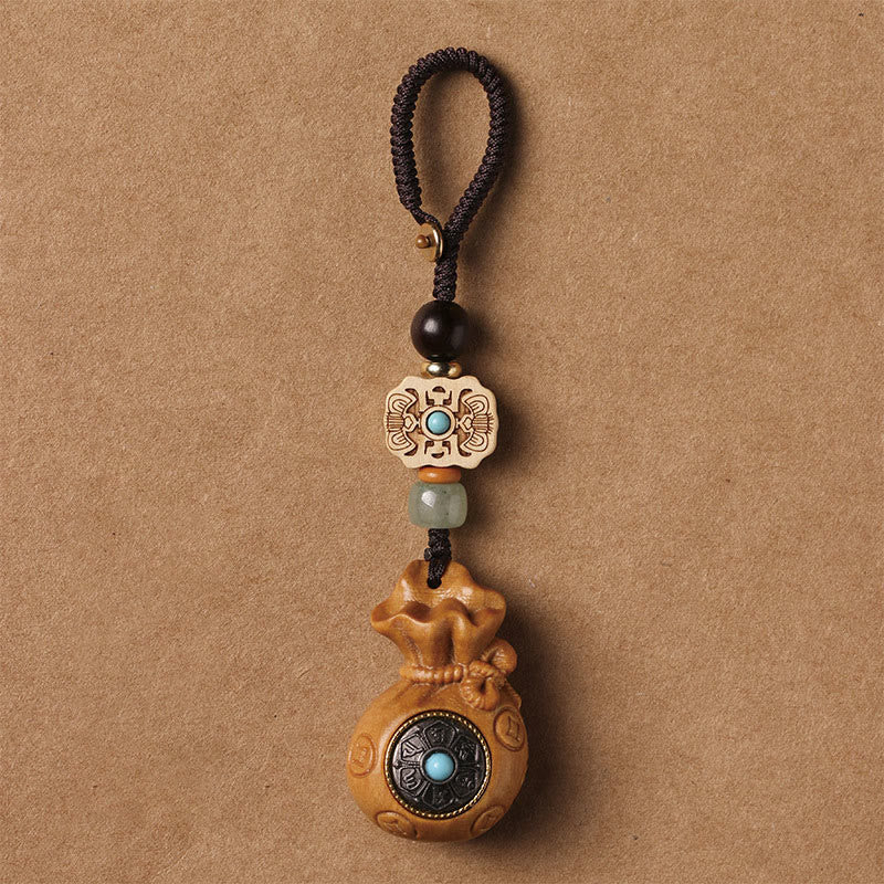 Buddha Stones Sandalwood Small Leaf Red Sandalwood Green Sandalwood Om Mani Padme Hum Calm Key Chain Phone Hanging Decoration - Sandalwood - Key Chain - image 13
