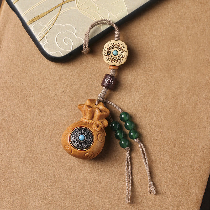 Buddha Stones Sandalwood Small Leaf Red Sandalwood Green Sandalwood Om Mani Padme Hum Calm Key Chain Phone Hanging Decoration - image 18