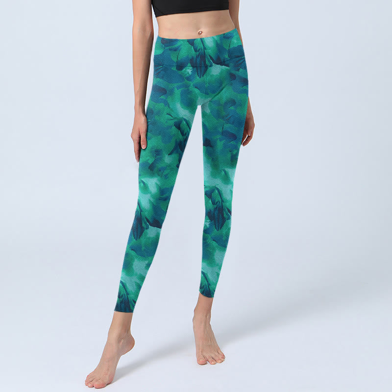 Buddha Stones Floral Print Gym Leggings Women's Yoga Pants - image 5