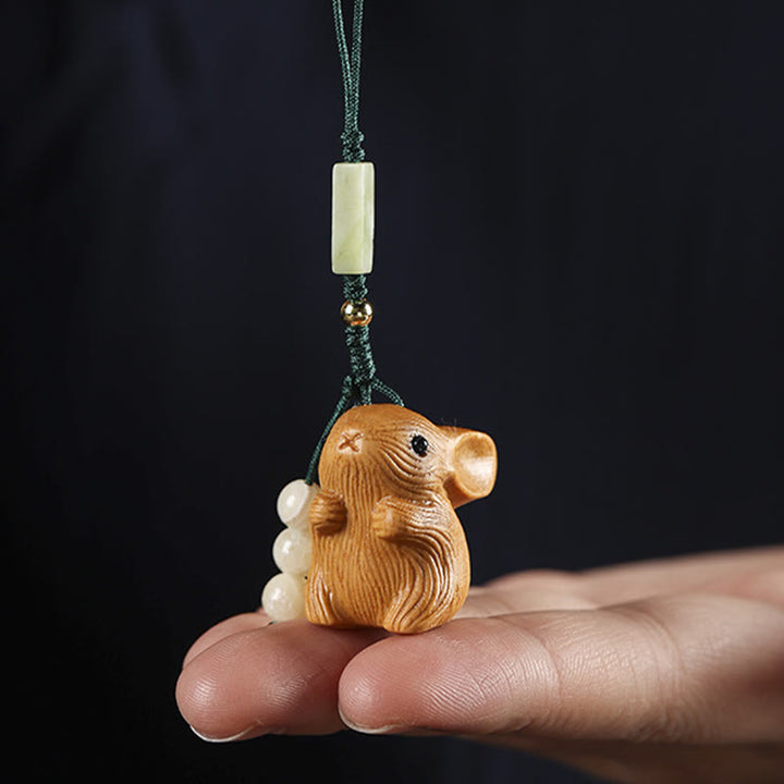 Buddha Stones Sandalwood Small Leaf Red Sandalwood Lucky Mini Rabbit Protection Key Chain Phone Hanging Decoration - image 13