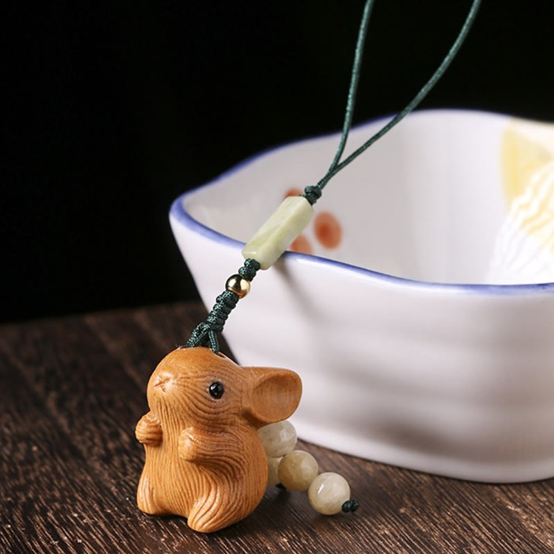 Buddha Stones Sandalwood Small Leaf Red Sandalwood Lucky Mini Rabbit Protection Key Chain Phone Hanging Decoration - image 14