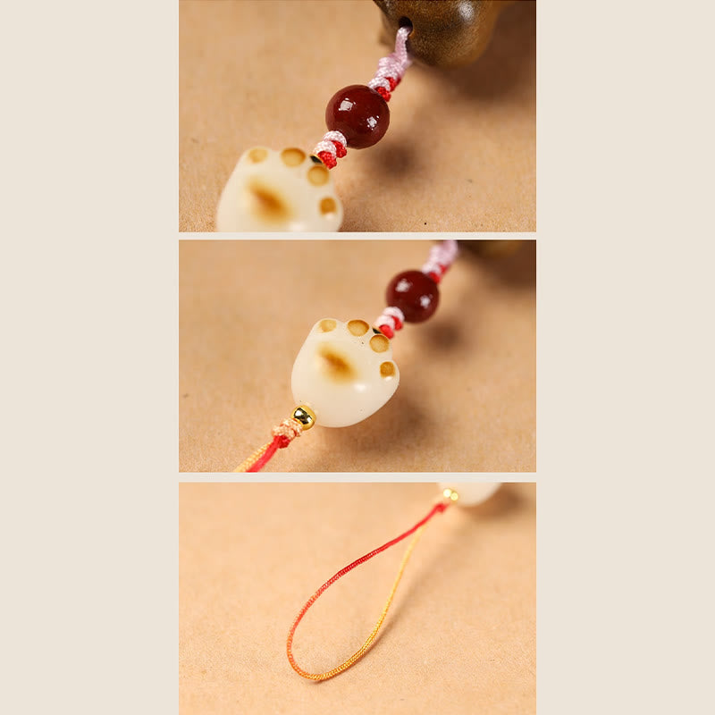 Buddha Stones Small Leaf Red Sandalwood Green Sandalwood Sandalwood Sitting Cat Sooth Phone Hanging Decoration - image 15