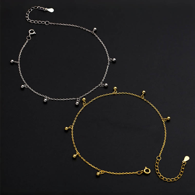 Buddha Stones 925 Sterling Silver Small Beads Charm Blessing Anklet - image 1