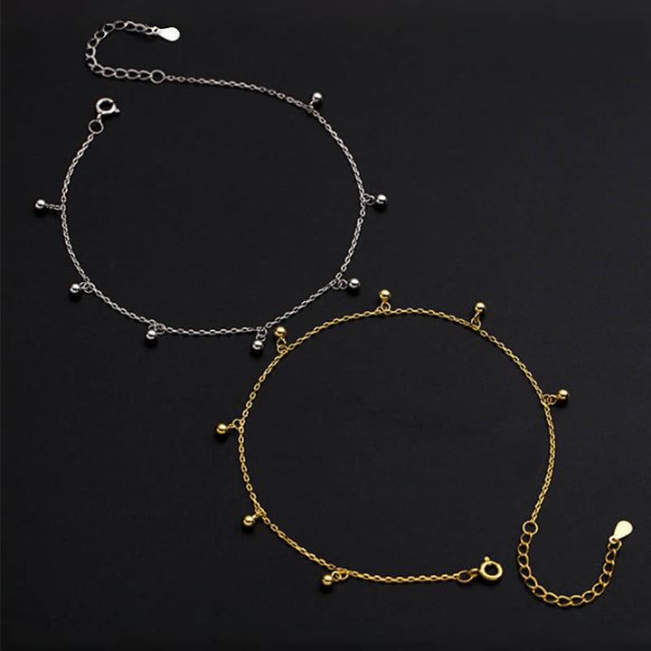 Buddha Stones 925 Sterling Silver Small Beads Charm Blessing Anklet - image 1