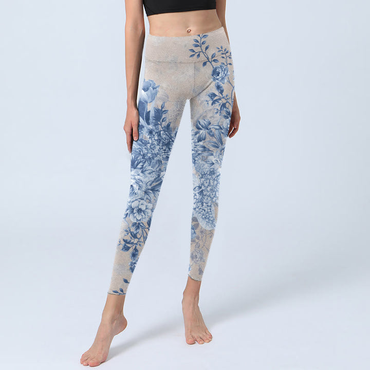 Buddha Stones Rose Daisy Print Gym Leggings Women's Yoga Pants - image 5