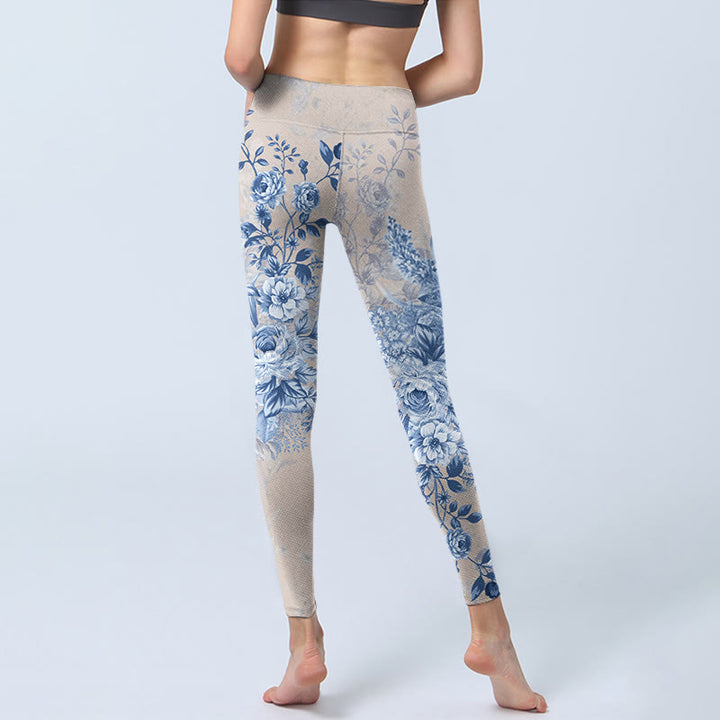 Buddha Stones Rose Daisy Print Gym Leggings Women's Yoga Pants - image 6