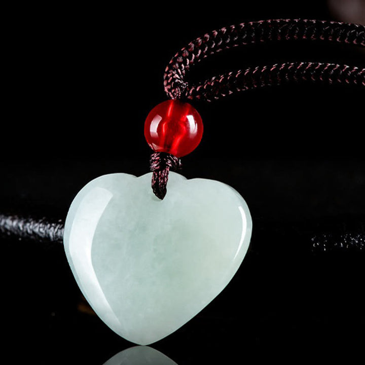 Buddha Stones Jade Heart Prosperity Necklace Pendant - image 2