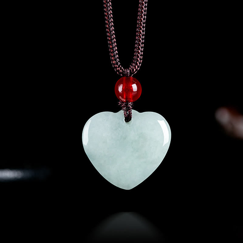 Buddha Stones Jade Heart Prosperity Necklace Pendant - Jade - image 0