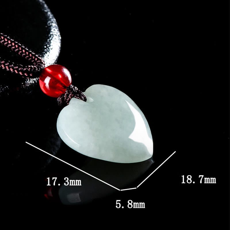 Buddha Stones Jade Heart Prosperity Necklace Pendant - image 6