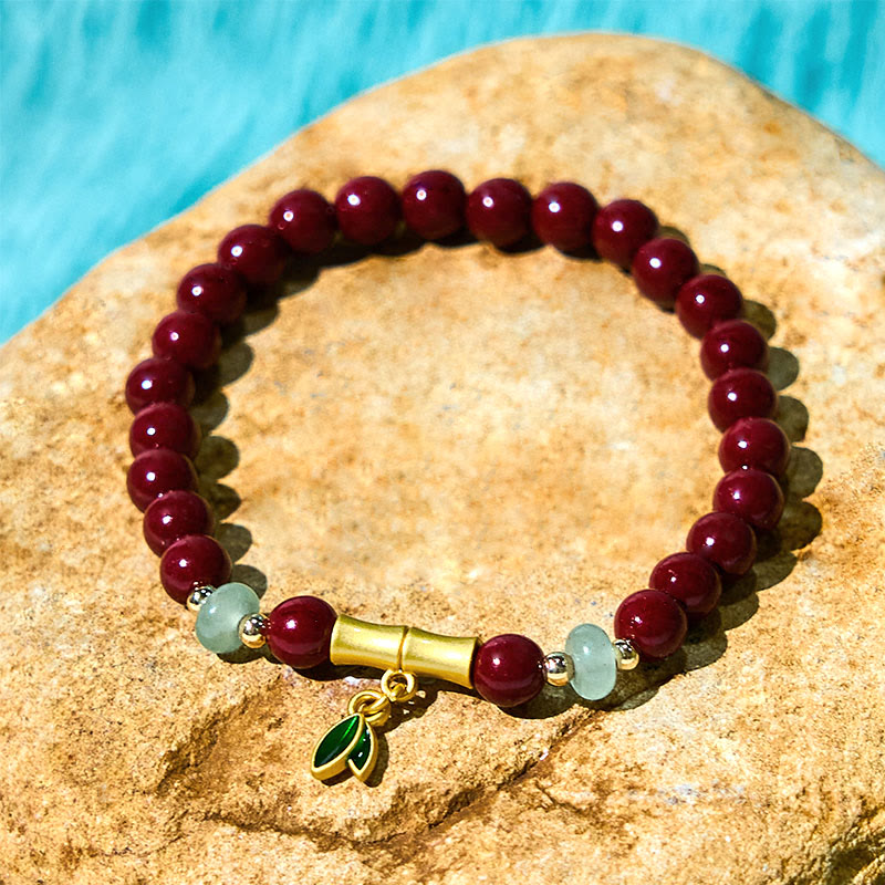Buddha Stones Cinnabar Bamboo Concentration Bracelet - image 6