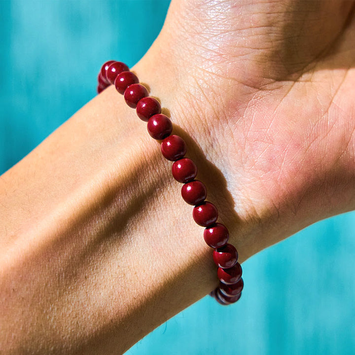Buddha Stones Cinnabar Gourd Fu Character Charm Blessing Bracelet - image 8