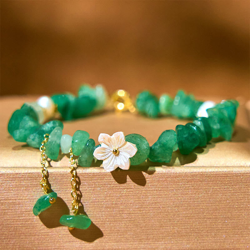 Buddha Stones Natural Strawberry Quartz Green Strawberry Quartz Super Seven Crystal Flower Healing Bracelet - image 3