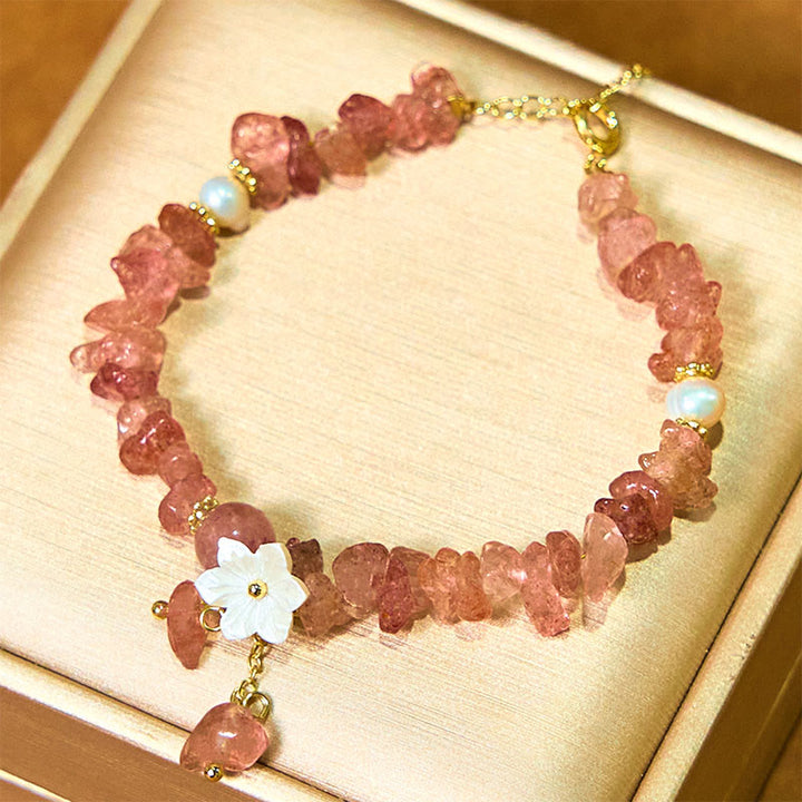 Buddha Stones Natural Strawberry Quartz Green Strawberry Quartz Super Seven Crystal Flower Healing Bracelet - image 17