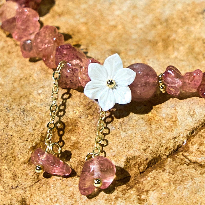 Buddha Stones Natural Strawberry Quartz Green Strawberry Quartz Super Seven Crystal Flower Healing Bracelet - image 19