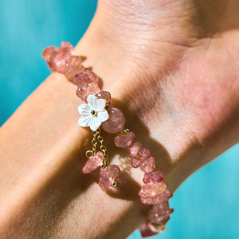 Buddha Stones Natural Strawberry Quartz Green Strawberry Quartz Super Seven Crystal Flower Healing Bracelet - image 20