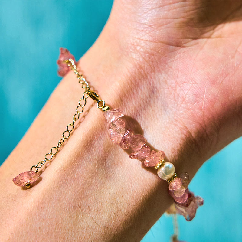 Buddha Stones Natural Strawberry Quartz Green Strawberry Quartz Super Seven Crystal Flower Healing Bracelet - image 21