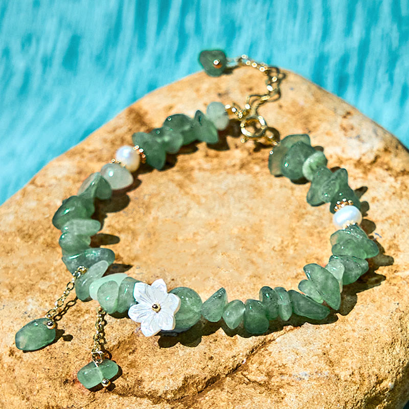 Buddha Stones Natural Strawberry Quartz Green Strawberry Quartz Super Seven Crystal Flower Healing Bracelet - image 5