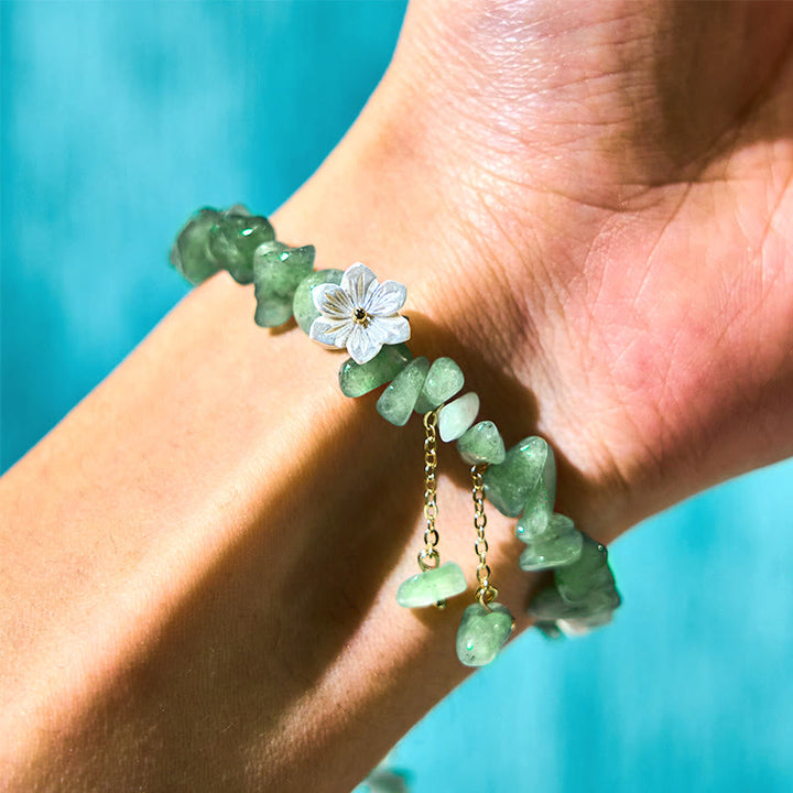 Buddha Stones Natural Strawberry Quartz Green Strawberry Quartz Super Seven Crystal Flower Healing Bracelet - image 7