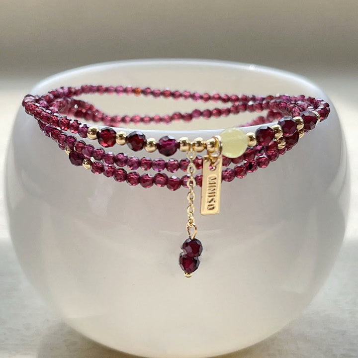 Buddha Stones Small Natural Garnet Passion Triple Wrap Bracelet - image 4