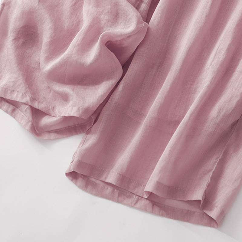 Buddha Stones Summer Embroidery Double Layer Cotton Linen Women's Wide Leg Pants With Pockets - image 14