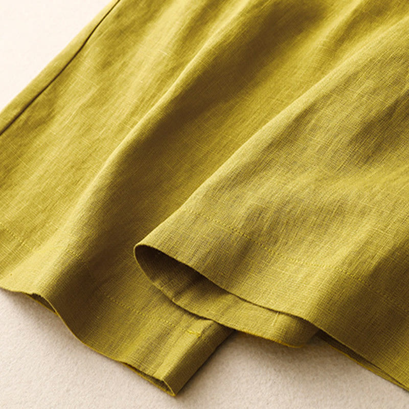 Buddha Stones Summer Casual Simple Design Linen Women's Wide Leg Pants With Zipper Pockets - image 54