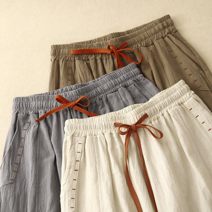Buddha Stones Casual Simple Design Drawstring Split Women's Wide Leg Pants With Pockets - image 22
