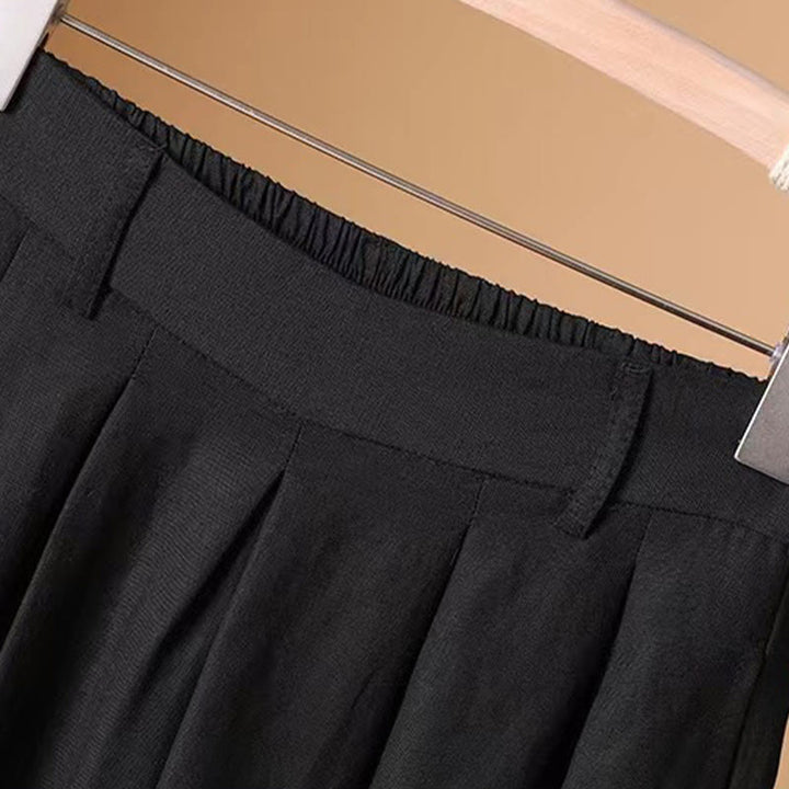 Buddha Stones Summer Casual Pure Color 7-8 Length Cotton Linen Women's Wide Leg Pants - image 18