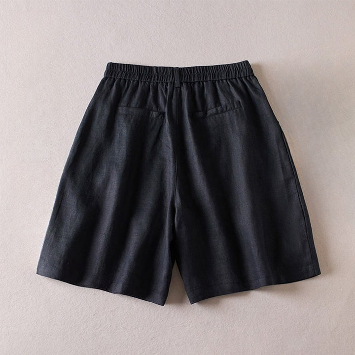 Buddha Stones Summer Daily Simple Wrinkle Design Cotton Linen Women's Shorts With Pockets - image 8