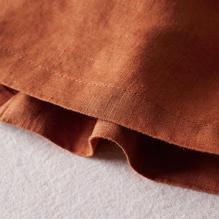 Buddha Stones Summer Daily Simple Wrinkle Design Cotton Linen Women's Shorts With Pockets - image 6