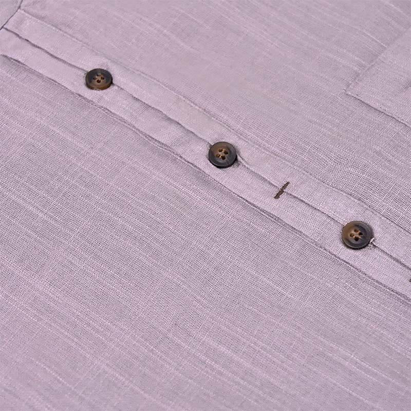 Buddha Stones Men's Summer Solid Color Short Sleeve Half Button Cotton Linen Shirt - image 15