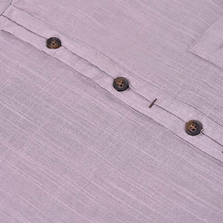 Buddha Stones Men's Summer Solid Color Short Sleeve Half Button Cotton Linen Shirt - image 15