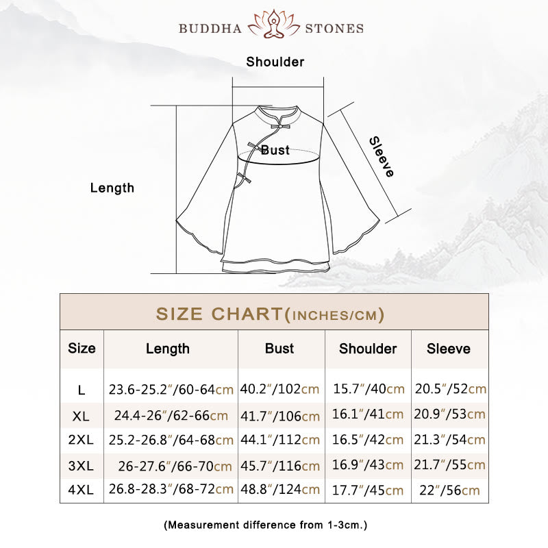 Buddha Stones Retro Flower Embroidery Design Long Sleeve Cotton Linen Women's Shirt - image 5