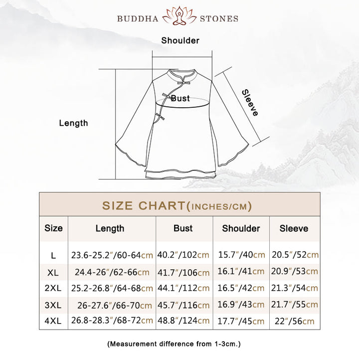 Buddha Stones Retro Flower Embroidery Design Long Sleeve Cotton Linen Women's Shirt - image 5