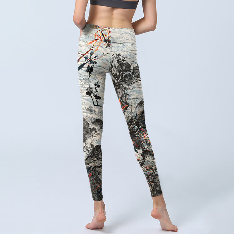 Buddha Stones Waves Rocks Trees Print Gym Fitness Leggings Women's Yoga Pants - image 6